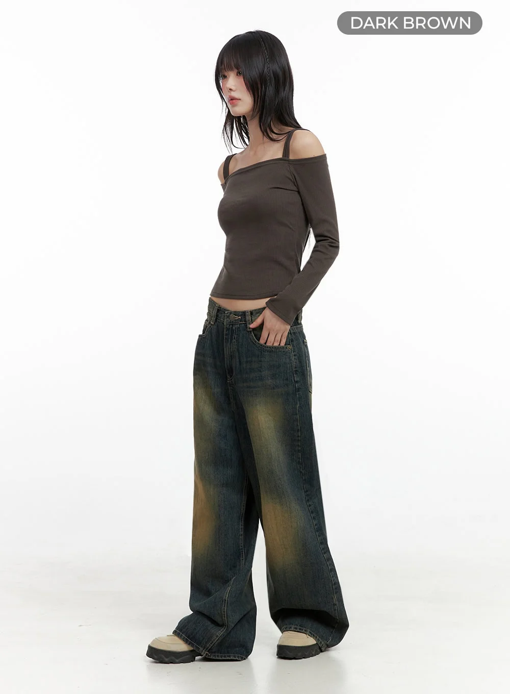 Strap Off-Shoulder Crop Top IO430 - Image 12
