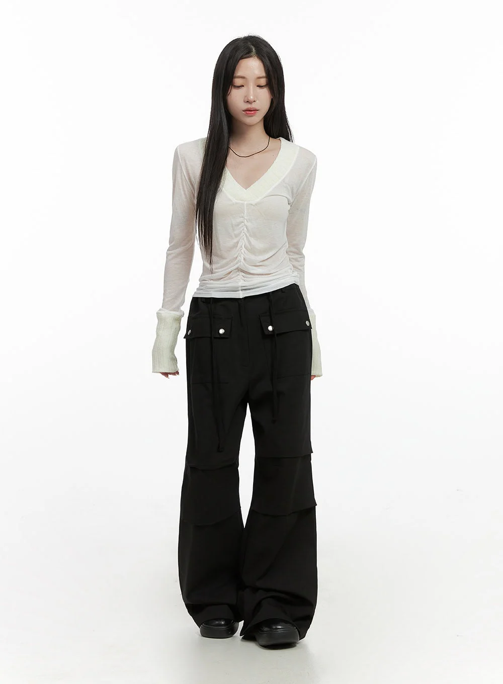 String Boot-Cut Parachuate Pants CS430 - Image 2