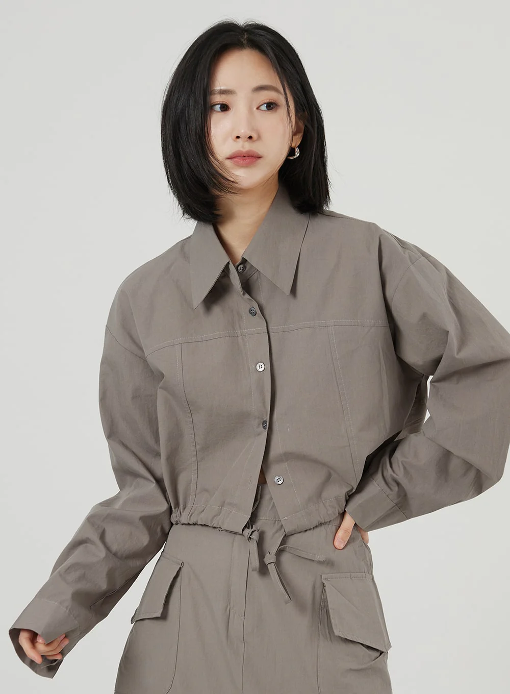 String Detail Cropped Shirt OF310 - Image 4