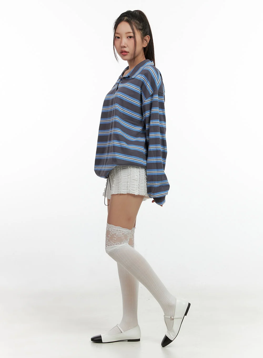 Stripe Buttoned Collar TShirt CN412 - Image 4