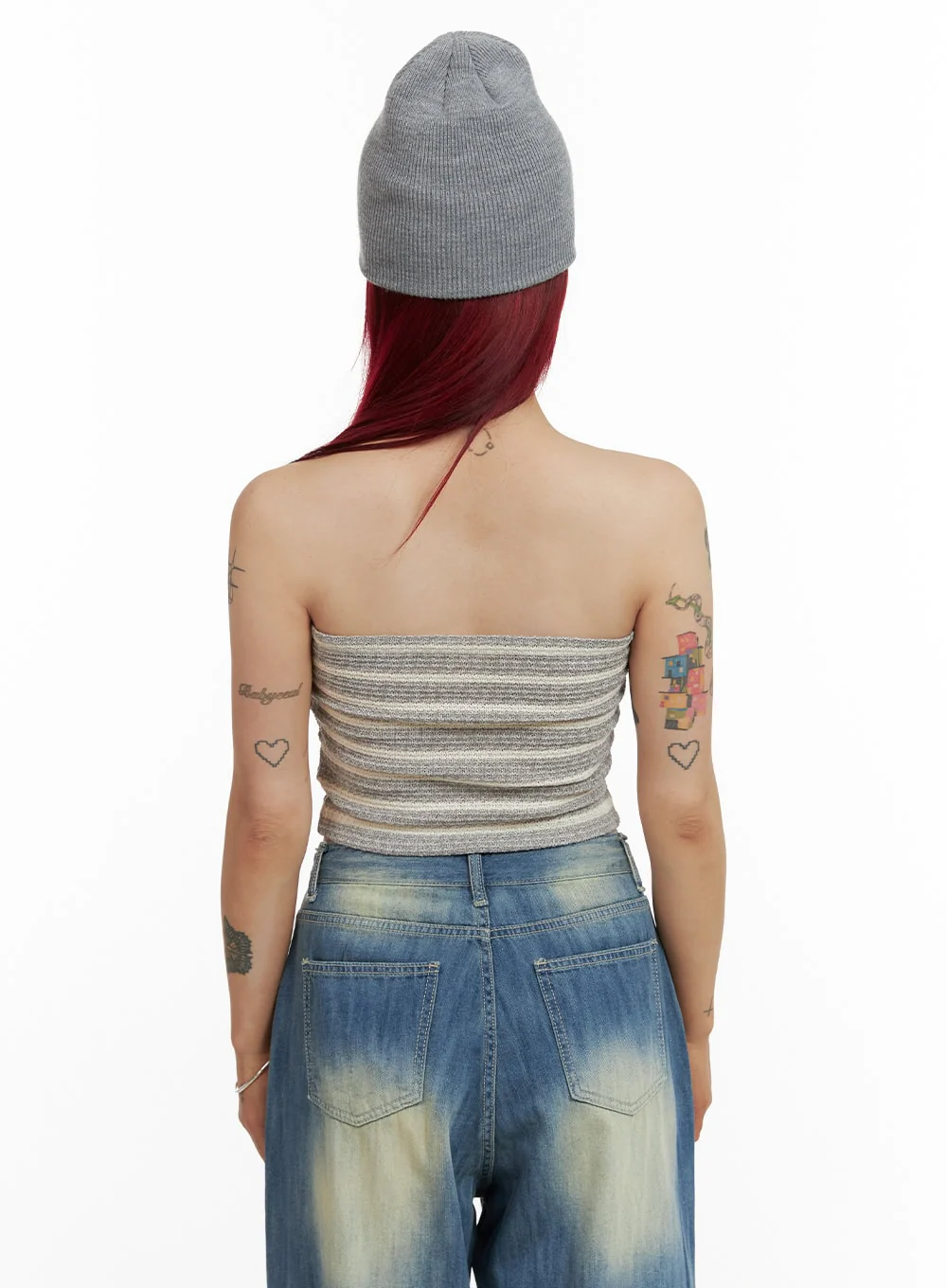 Stripe Buttoned Tube Top CY429 - Image 6
