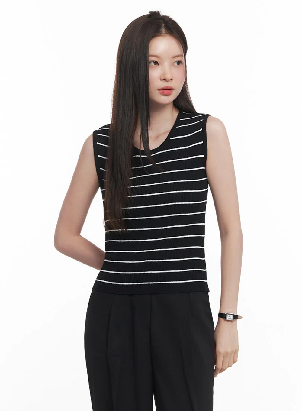 Stripe Slim Sleeveless Top IY509 - Image 16