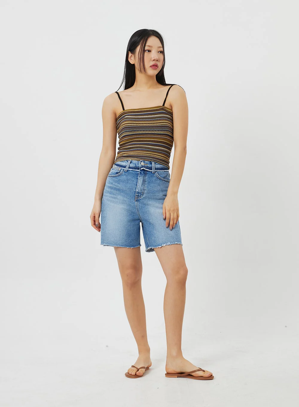 Stripe Thin Strap Top BF323 - Image 7