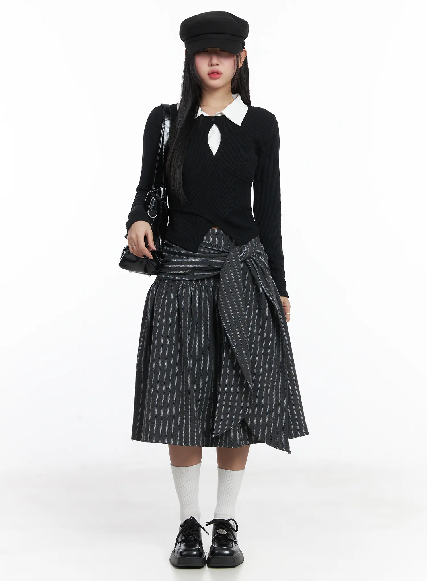 Stripe Wrap Midi Skirt CD529 - Image 9