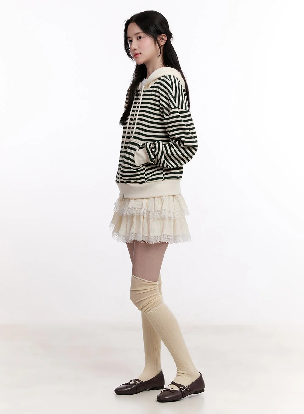 Stripe Zip-Up Hooded Knit Jacket CM527 - Image 4