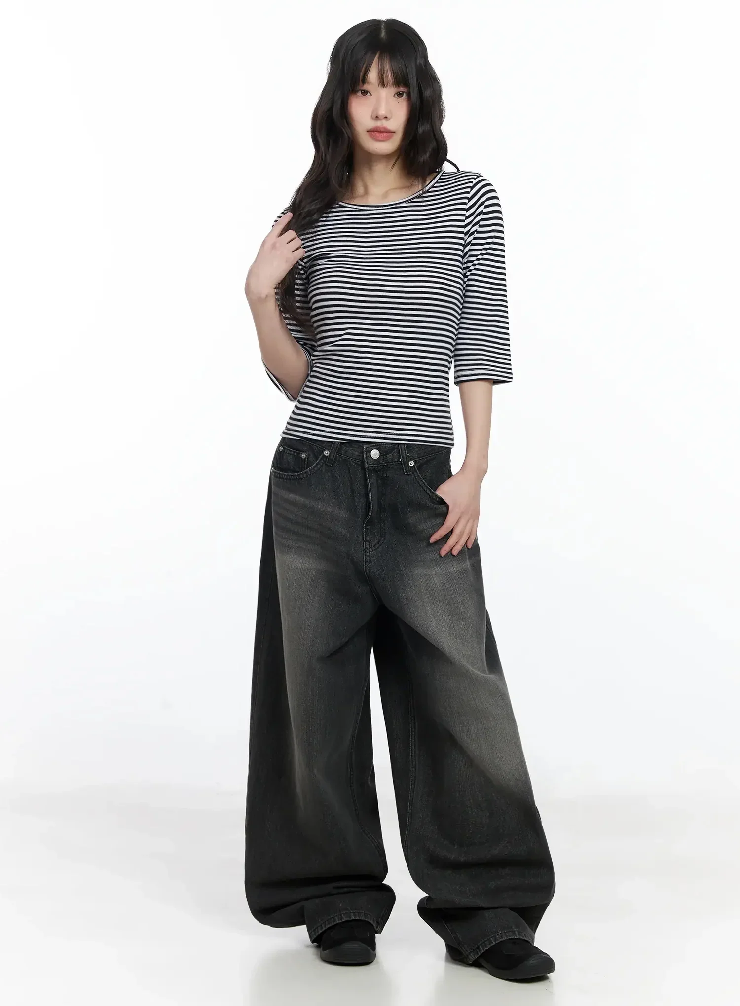 Striped 3/4 Sleeve Top IF505 - Image 10
