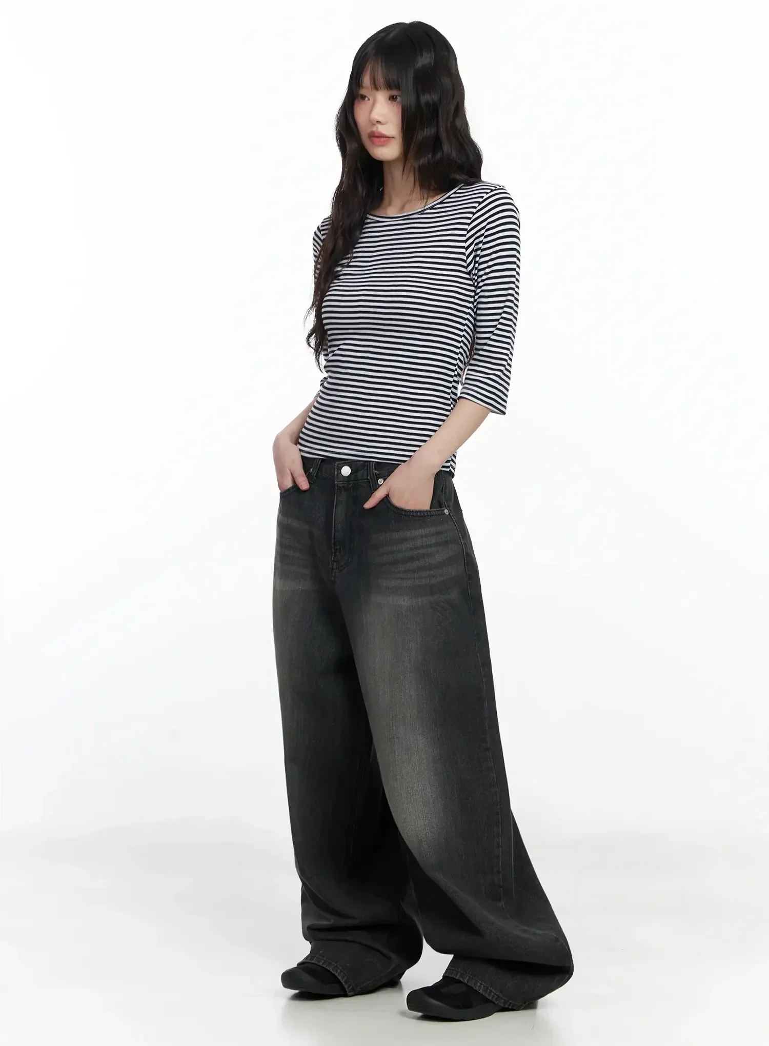 Striped 3/4 Sleeve Top IF505 - Image 11