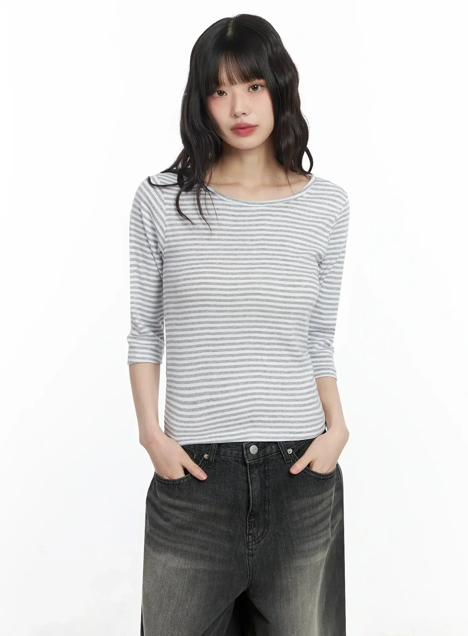 Striped 3/4 Sleeve Top IF505 - Image 15