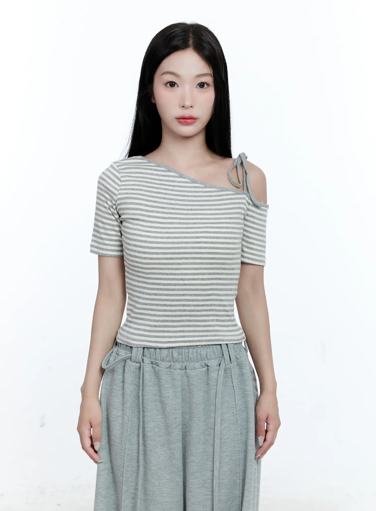 Striped Asymmetric Ribbon Tee CG507 - Image 10