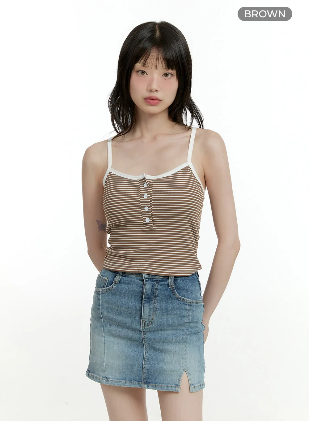 Striped Buttoned Crop Cami Top CF423 - Image 6