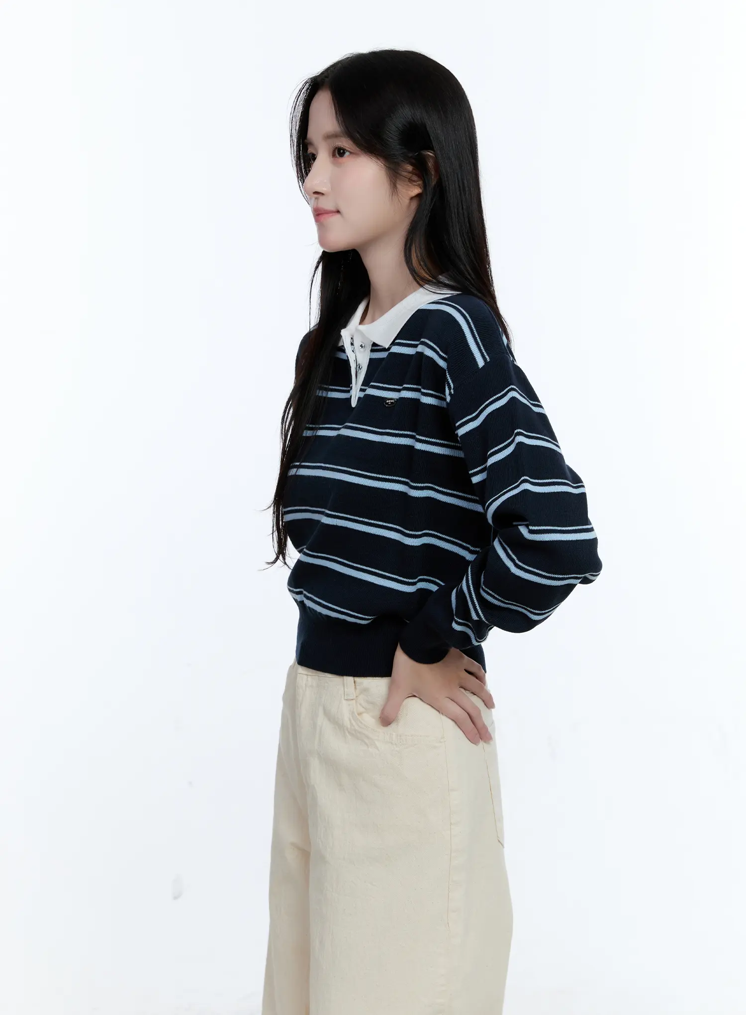 Striped Collared Long Sleeve Top CG513 - Image 6