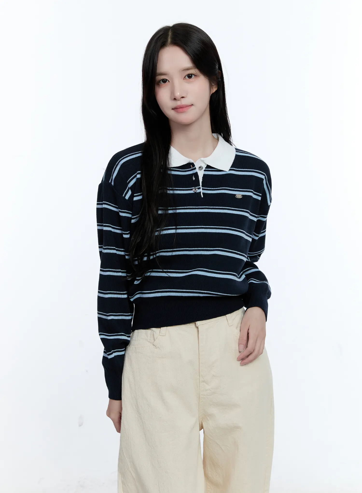 Striped Collared Long Sleeve Top CG513 - Image 8
