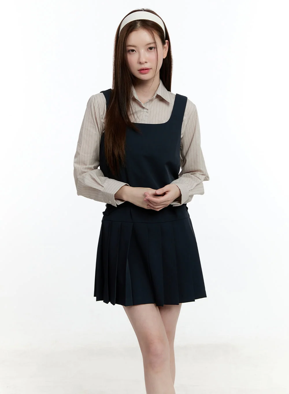Striped Cropped Button-Up Shirt CM521 - Image 8