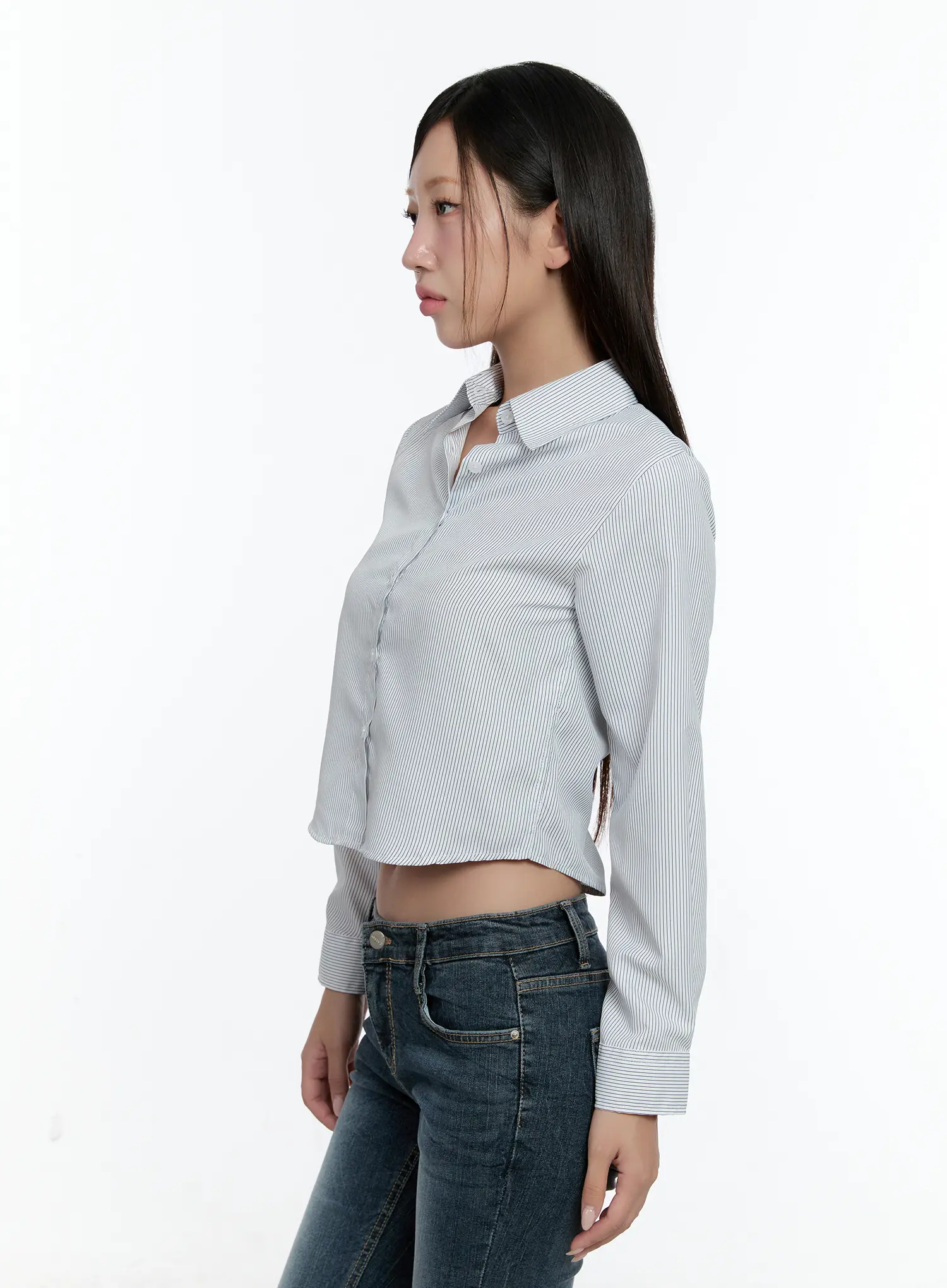 Striped Cropped Shirt CS517 - Image 6