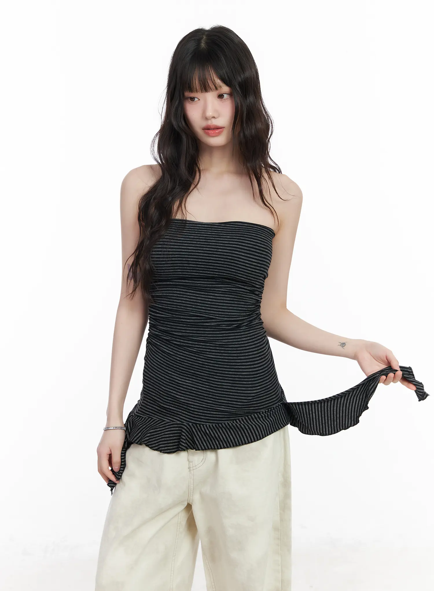 Striped Frill Detail Tube Top CM526 - Image 6