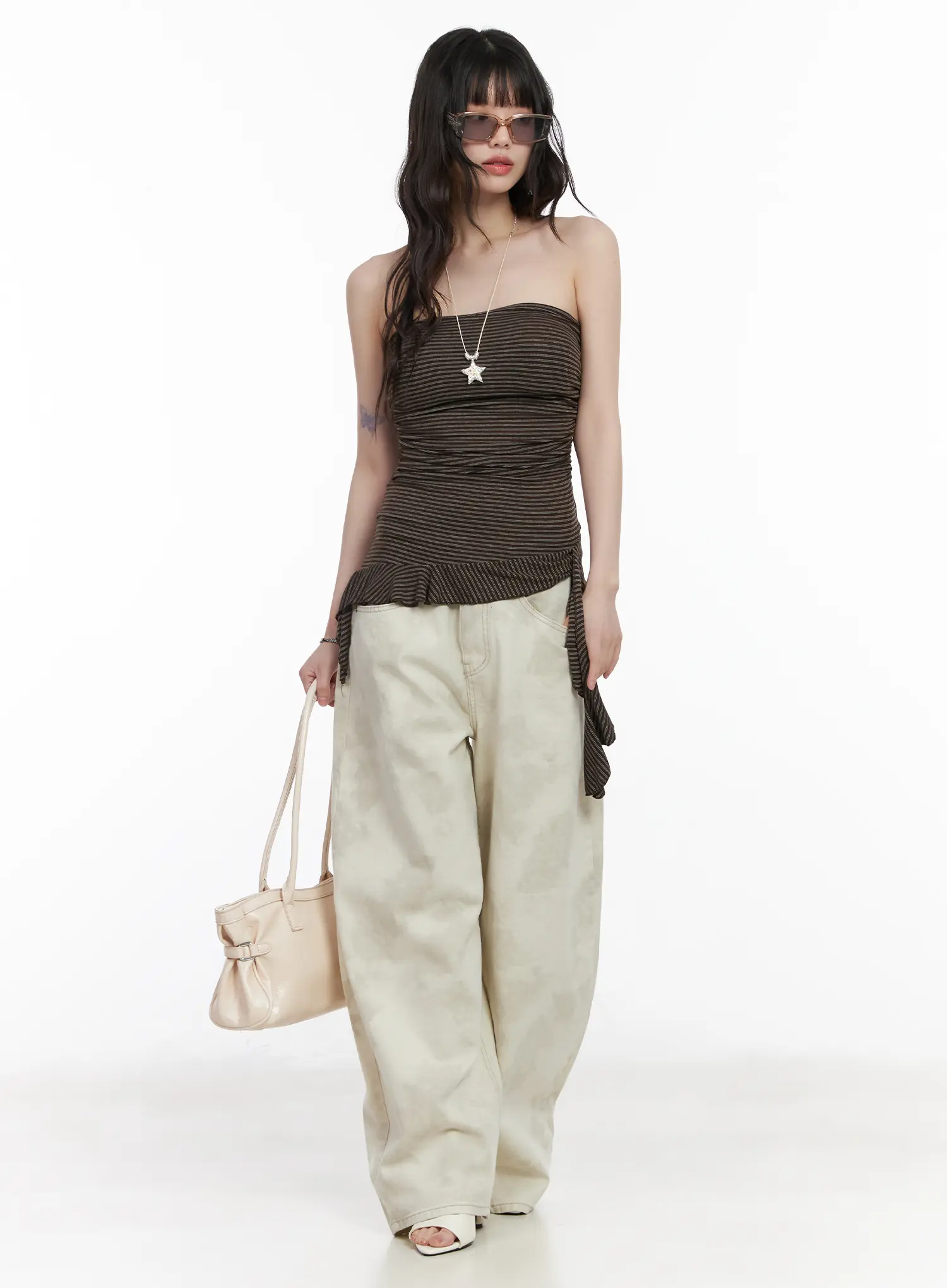 Striped Frill Detail Tube Top CM526 - Image 8