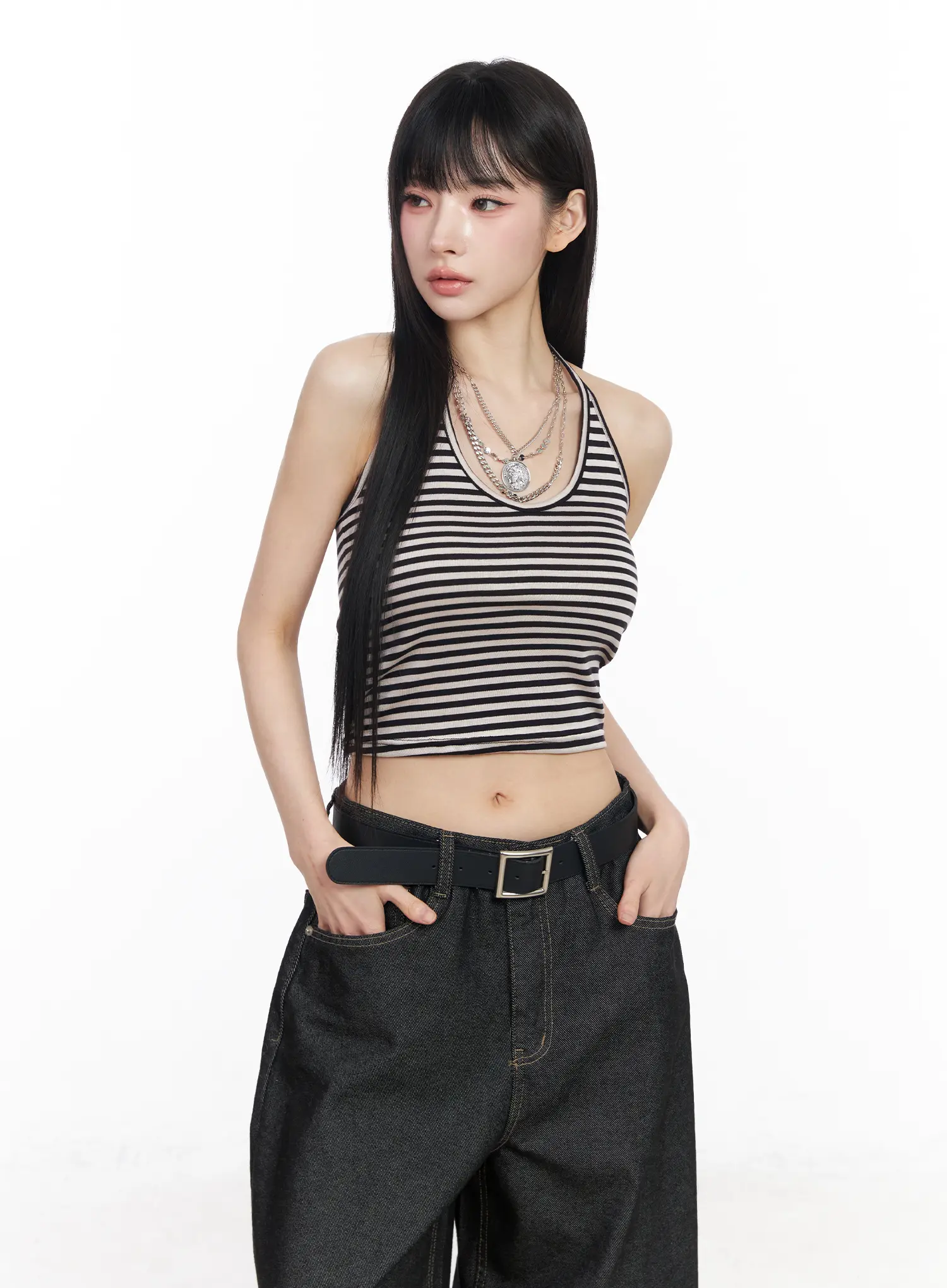 Striped Halter Crop Top CF519 - Image 2