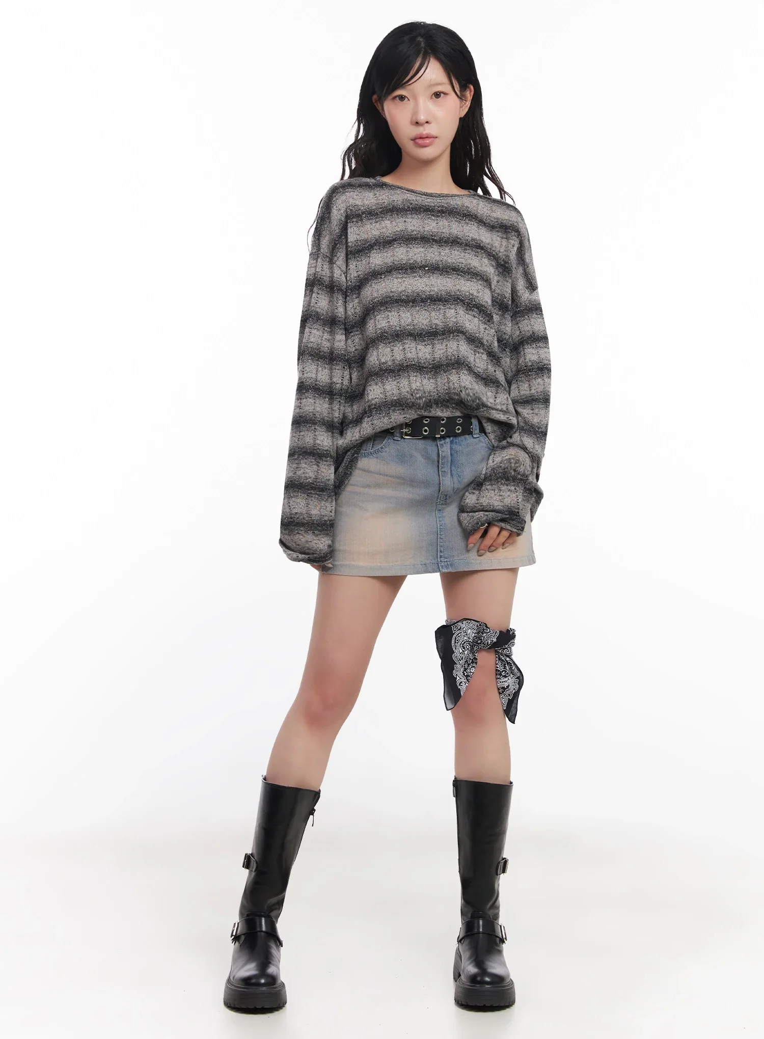 Striped Knit Long-Sleeve Pullover IC503 - Image 12