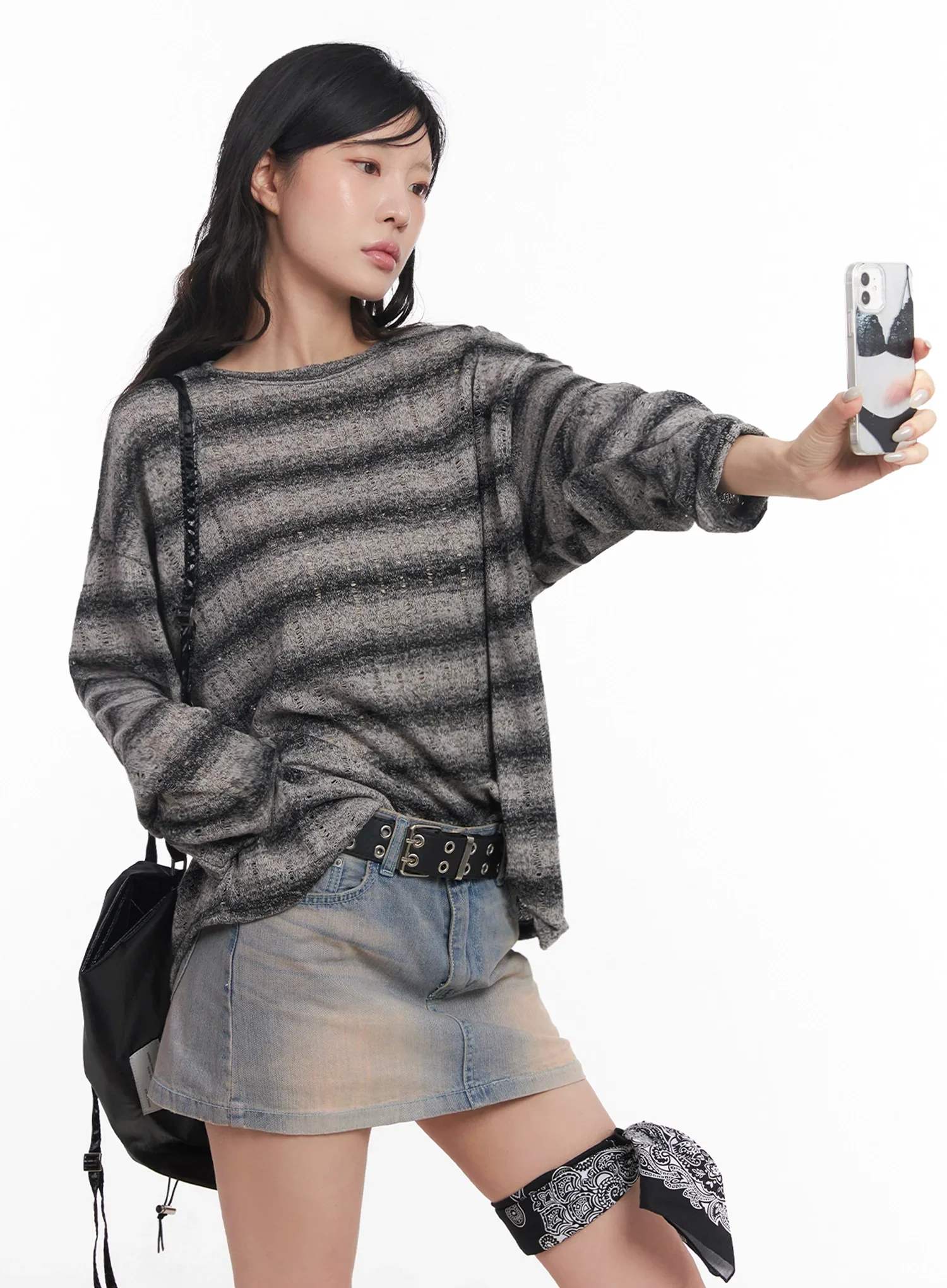 Striped Knit Long-Sleeve Pullover IC503 - Image 15