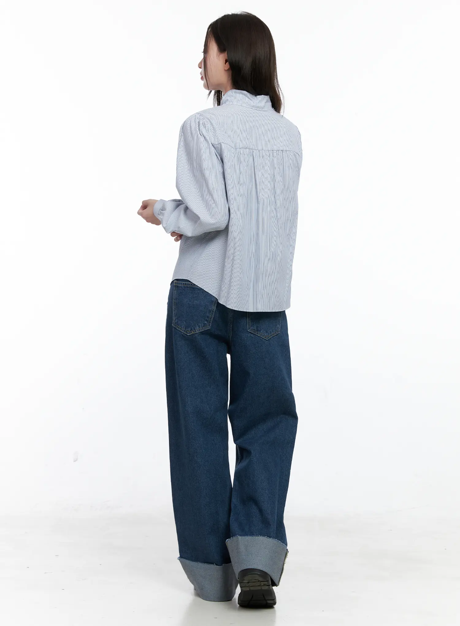Striped Puff Sleeve Tie Blouse CO506 - Image 5