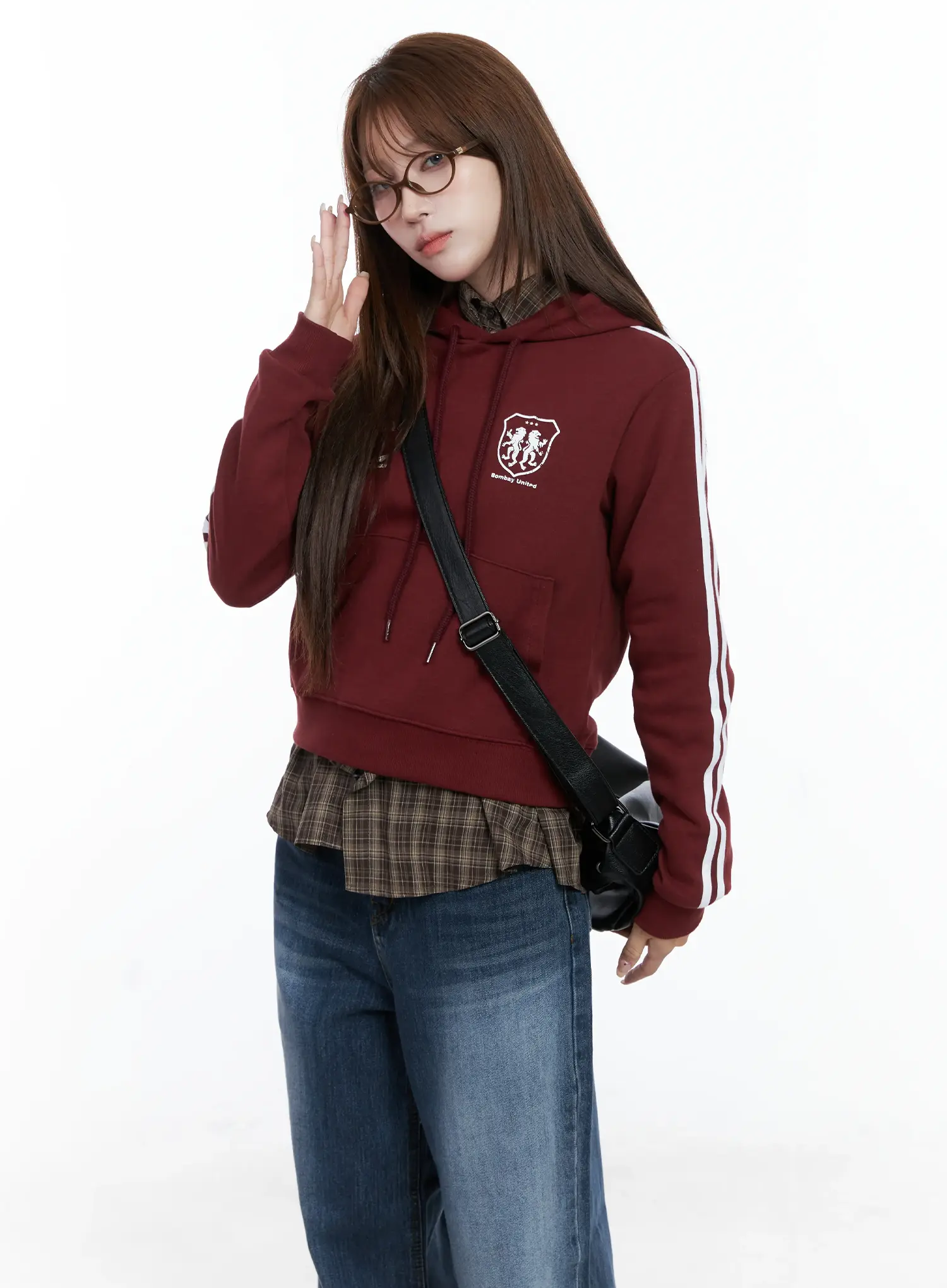 Striped Sleeve Crop Hoodie CS501