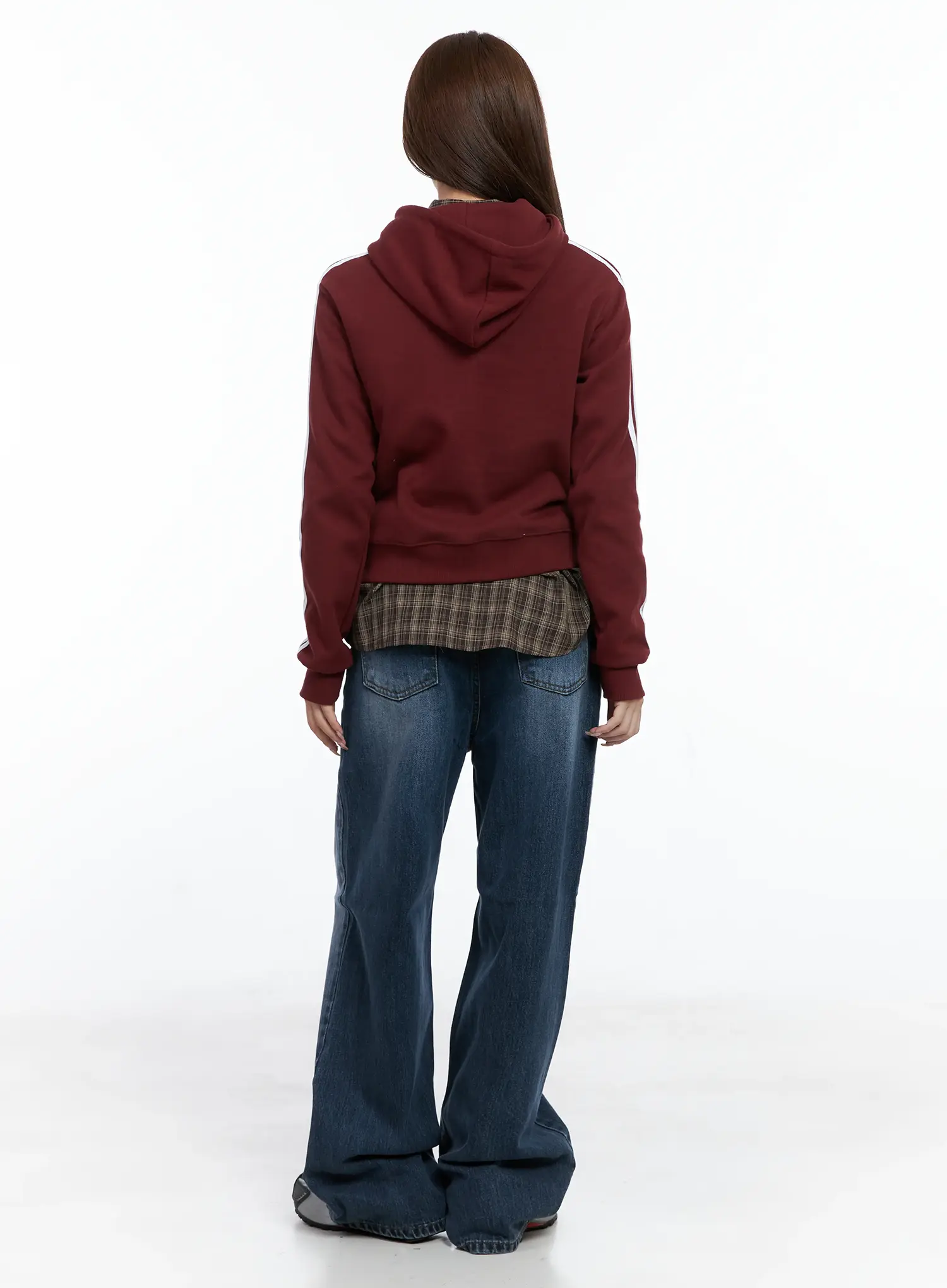 Striped Sleeve Crop Hoodie CS501 - Image 4