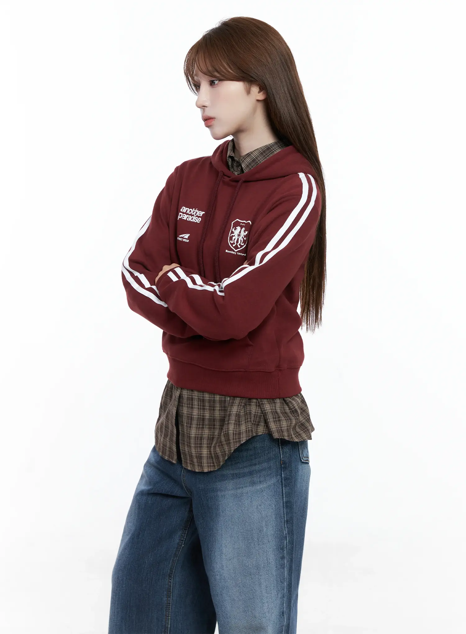 Striped Sleeve Crop Hoodie CS501 - Image 5