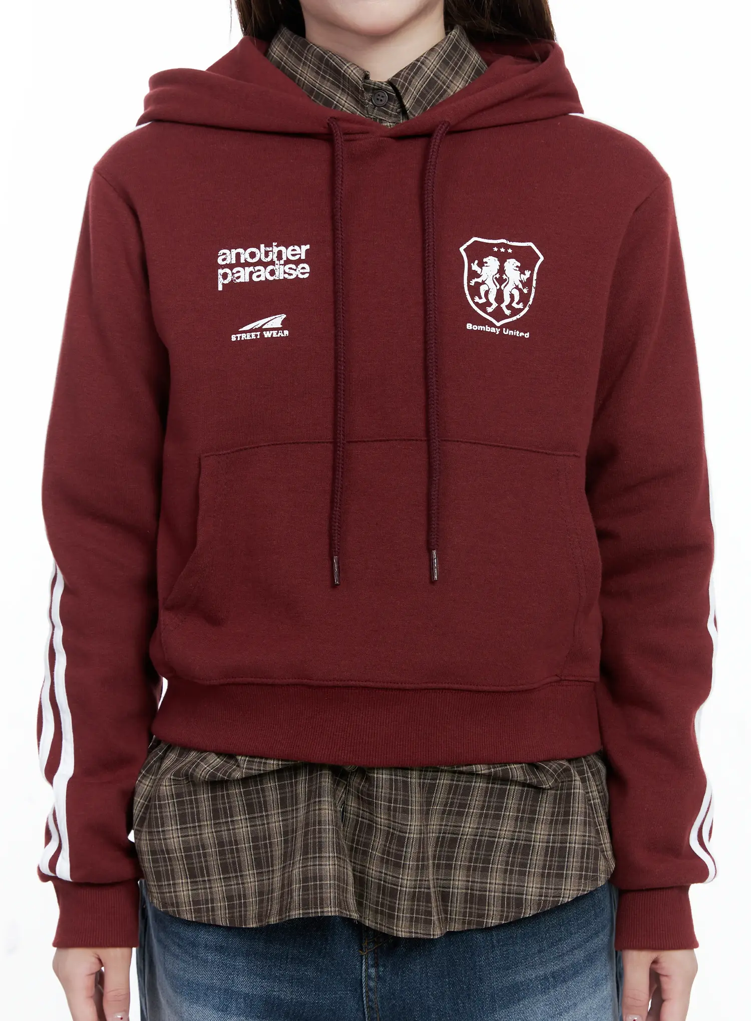 Striped Sleeve Crop Hoodie CS501 - Image 6