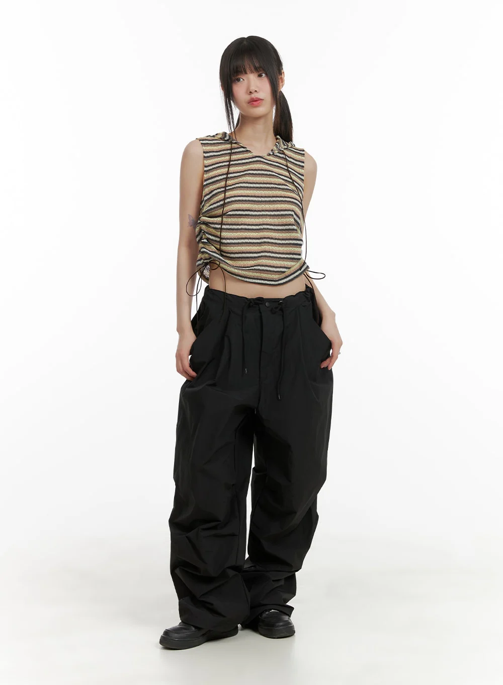 Striped Sleeveless Hoodie CA418 - Image 2