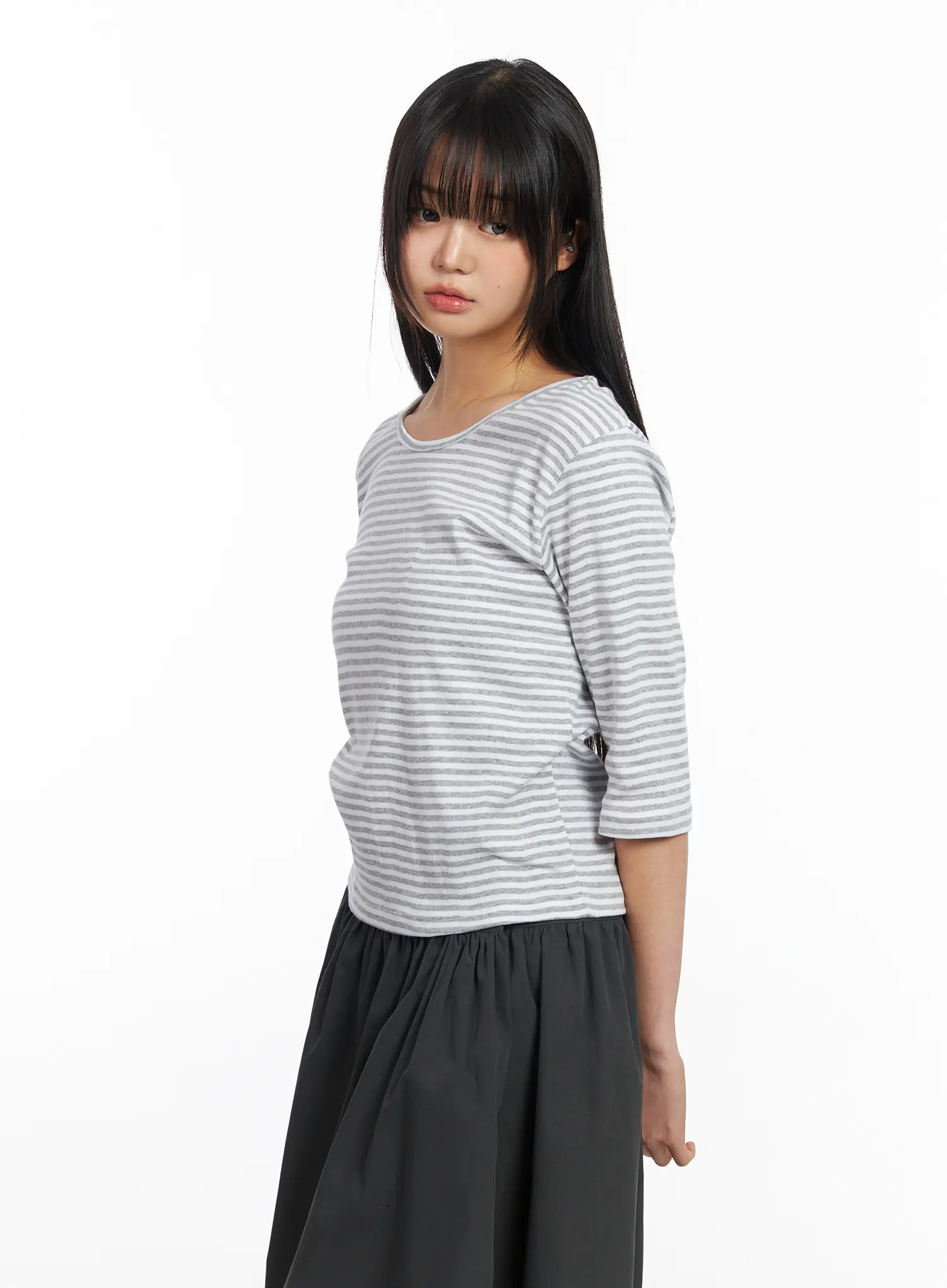 Striped Three-Quarter Sleeve Shirt CF506 - Image 6