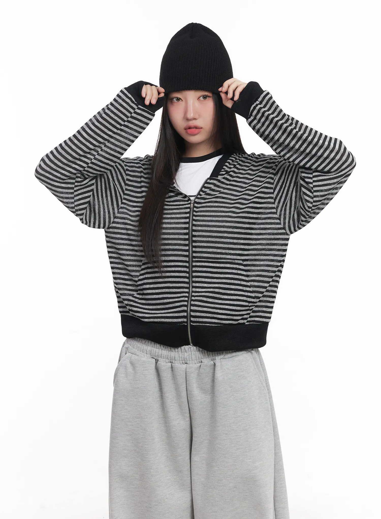 Striped Zip-Up Hoodie CU517 - Image 5