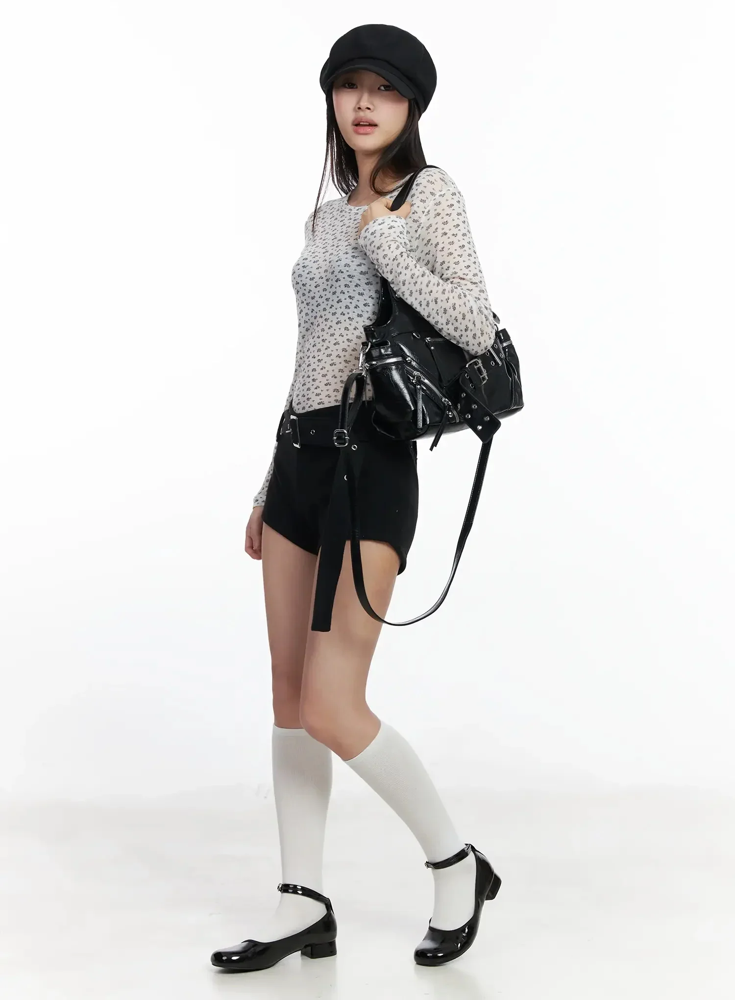 Studded Belt Strap Faux Leather Shoulder Bag IM506 - Image 4