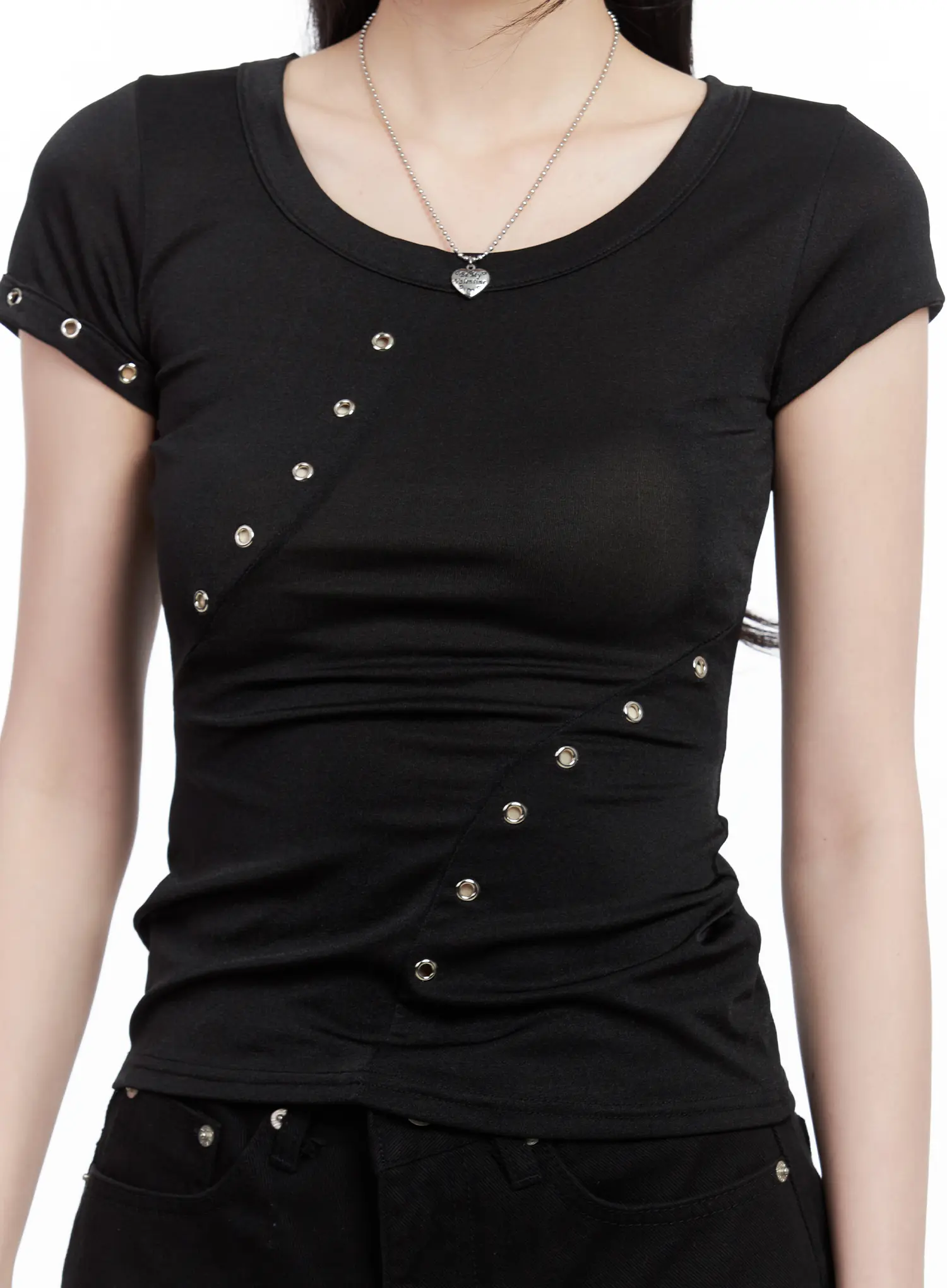 Studded Eyelet Slim-Fit Tee CL501 - Image 16