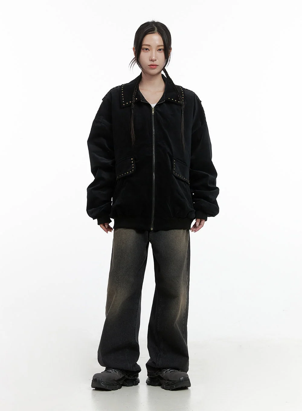 Studded Oversize Collar Jacket CO402 - Image 2