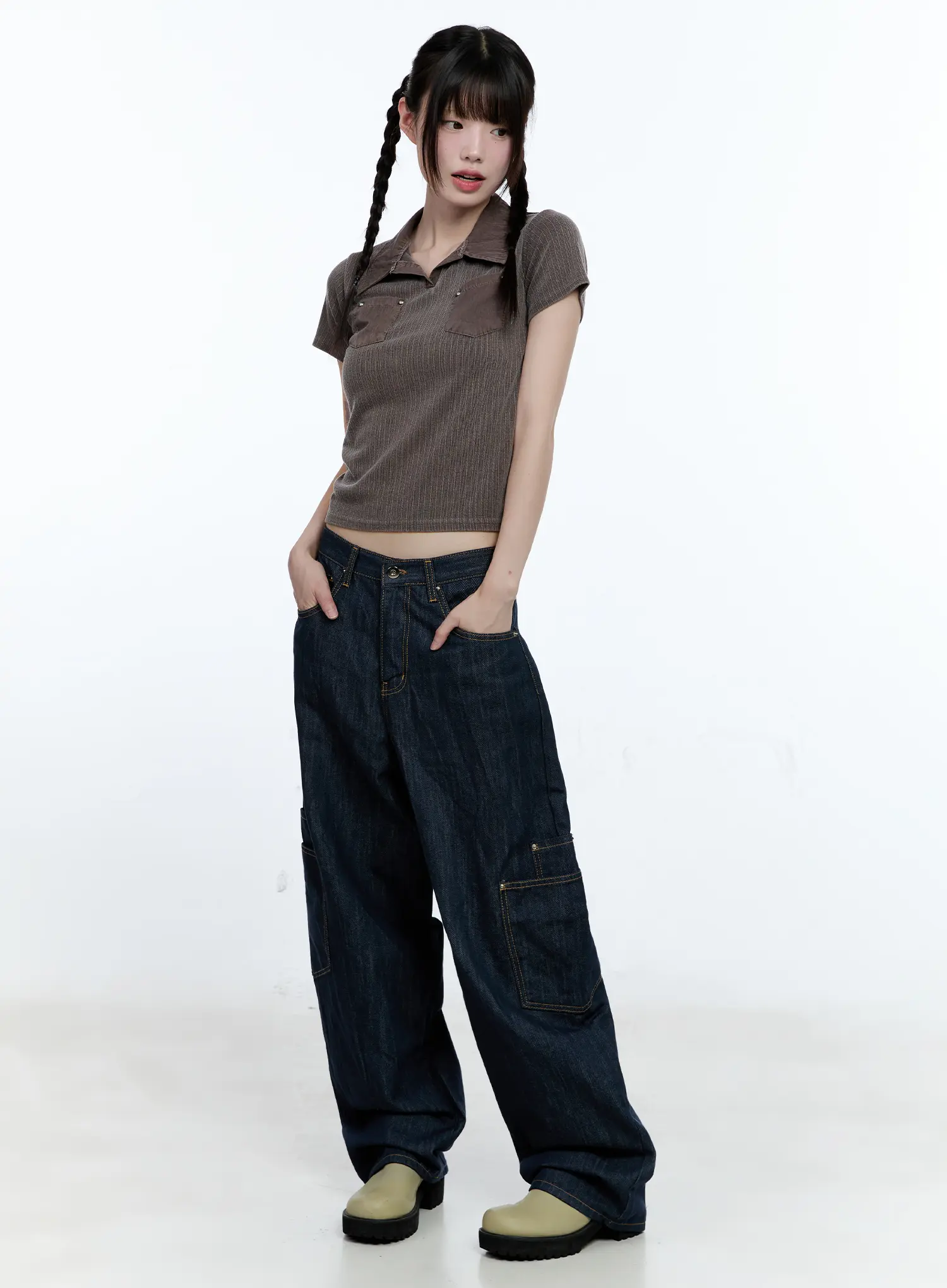 Studded Pocket Collared Tee CG511 - Image 3