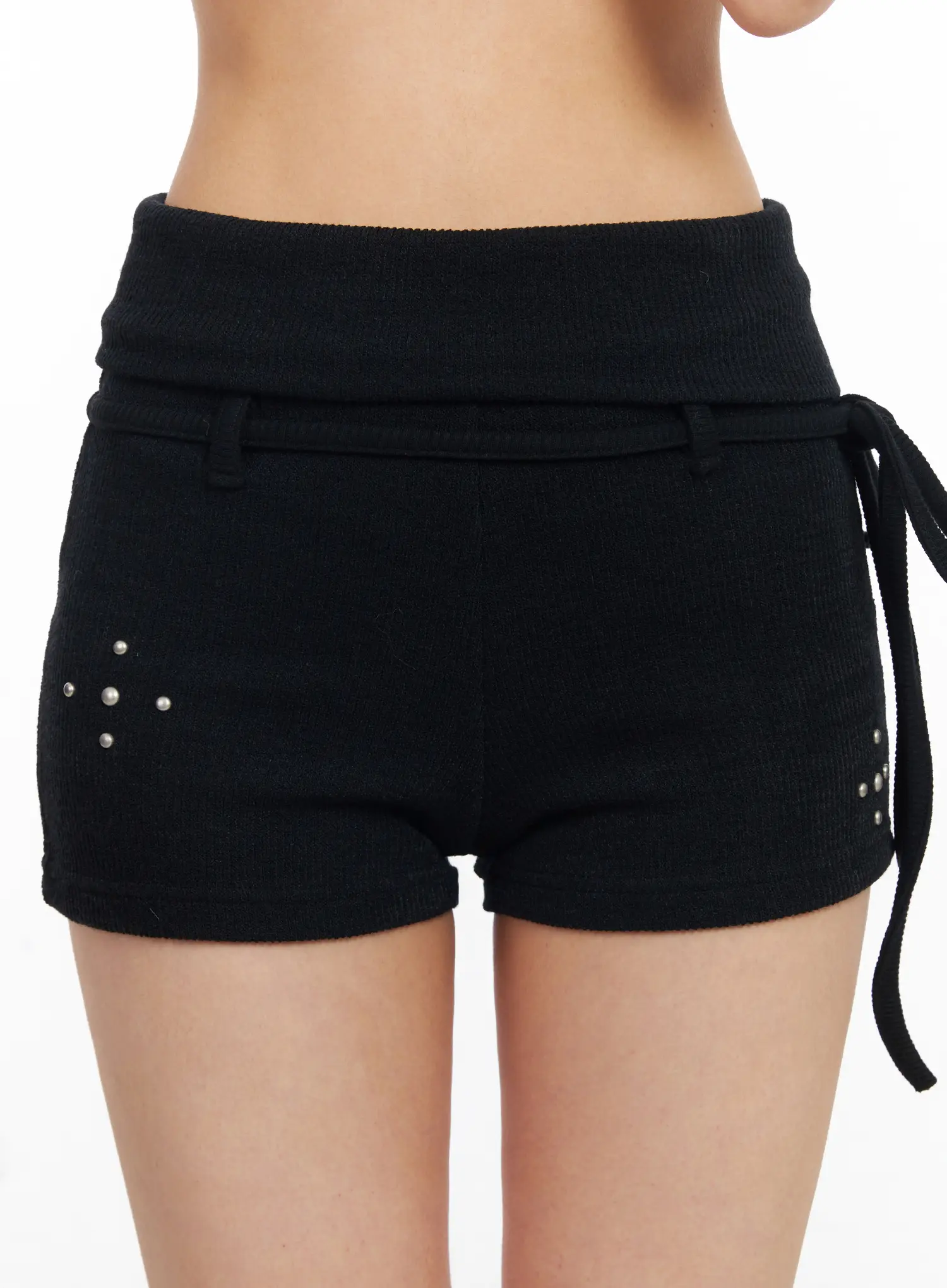 Studded Ribbed Knit Micro Shorts CJ522 - Image 3