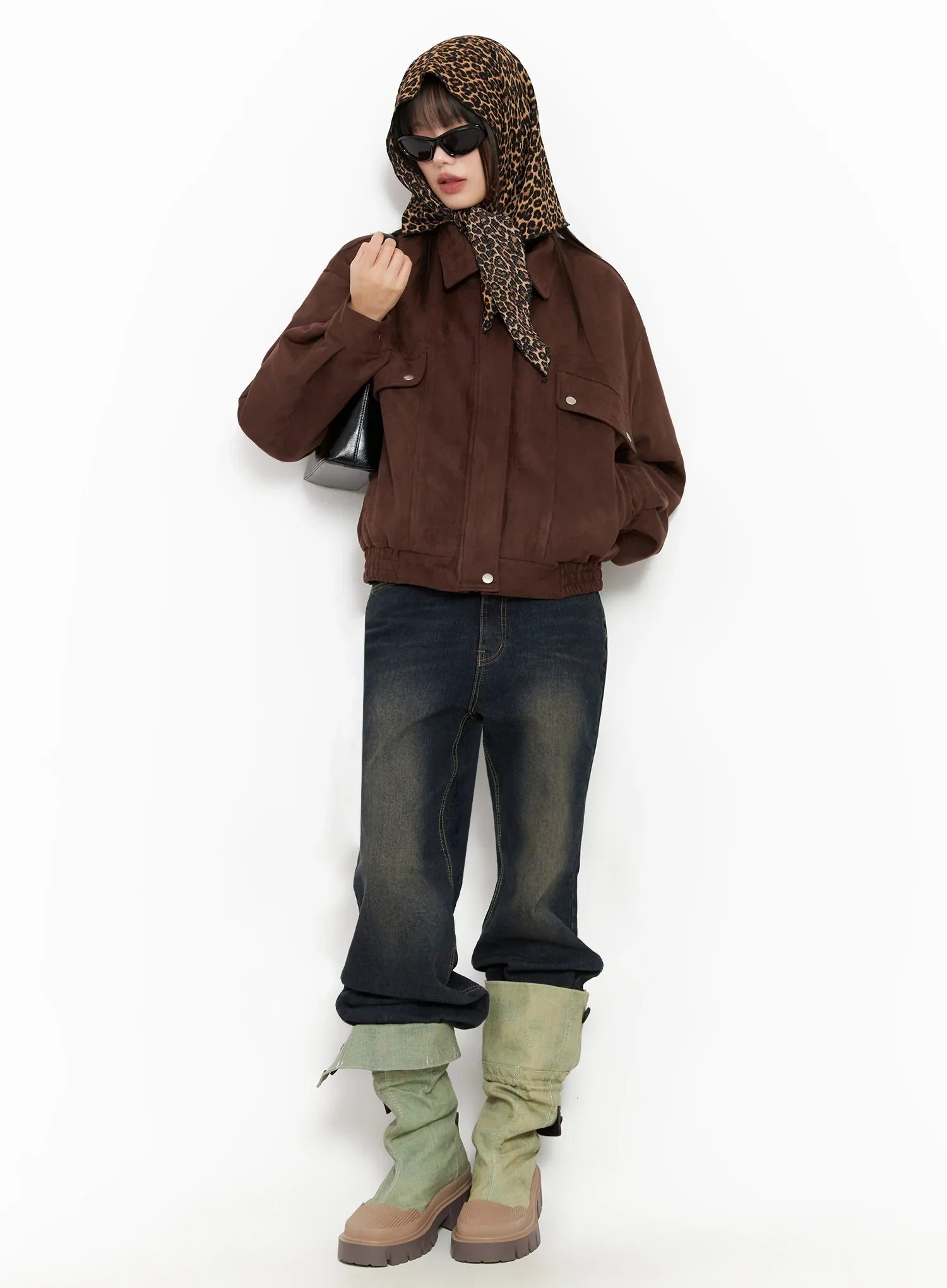 Suede Bomber Jacket IN503 - Image 2
