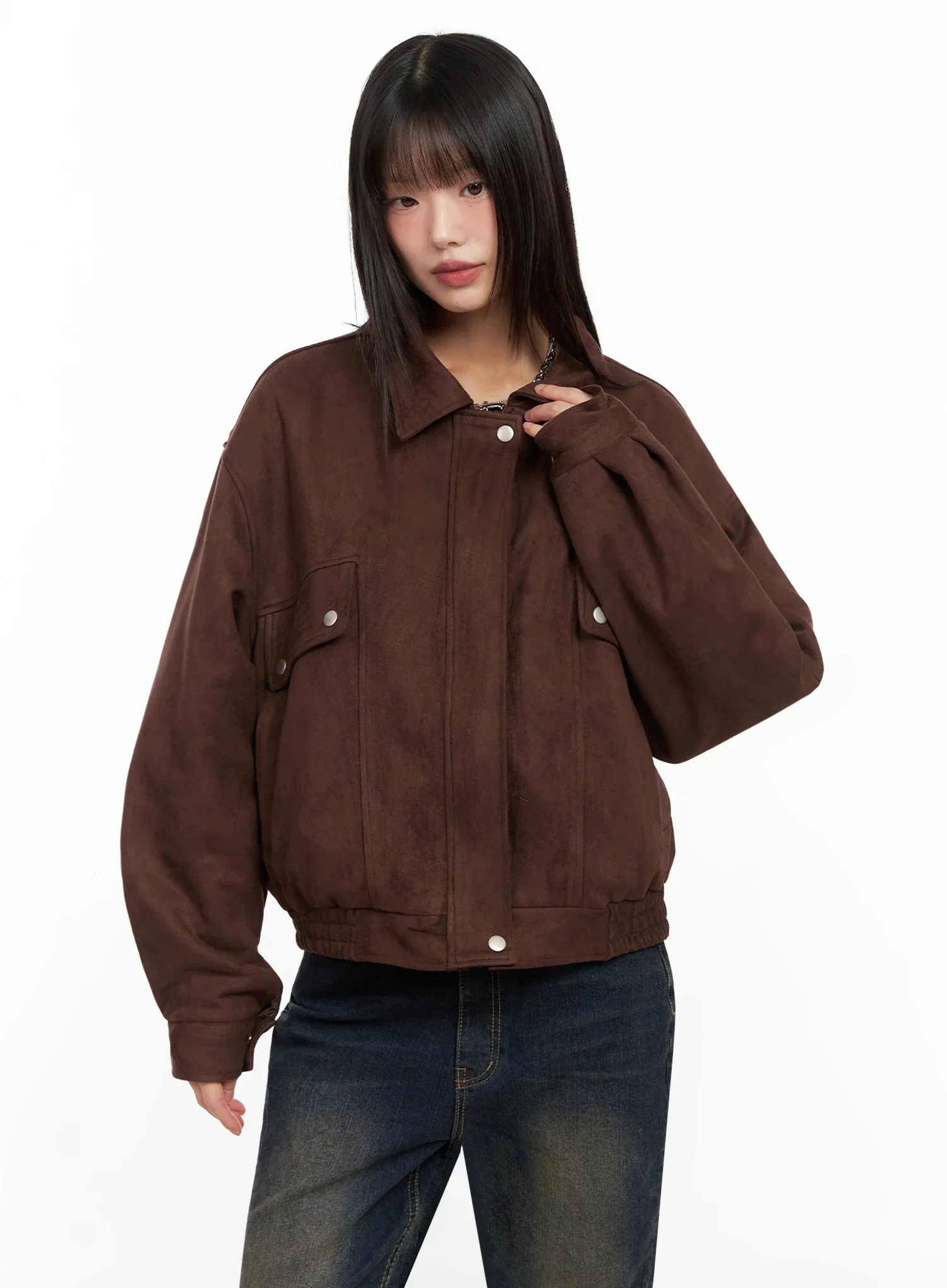 Suede Bomber Jacket IN503 - Image 4