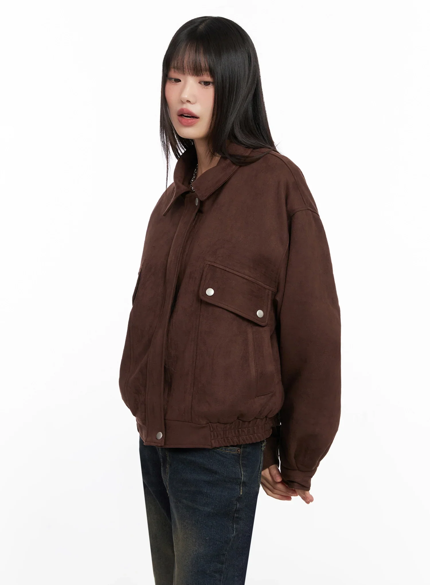 Suede Bomber Jacket IN503 - Image 6