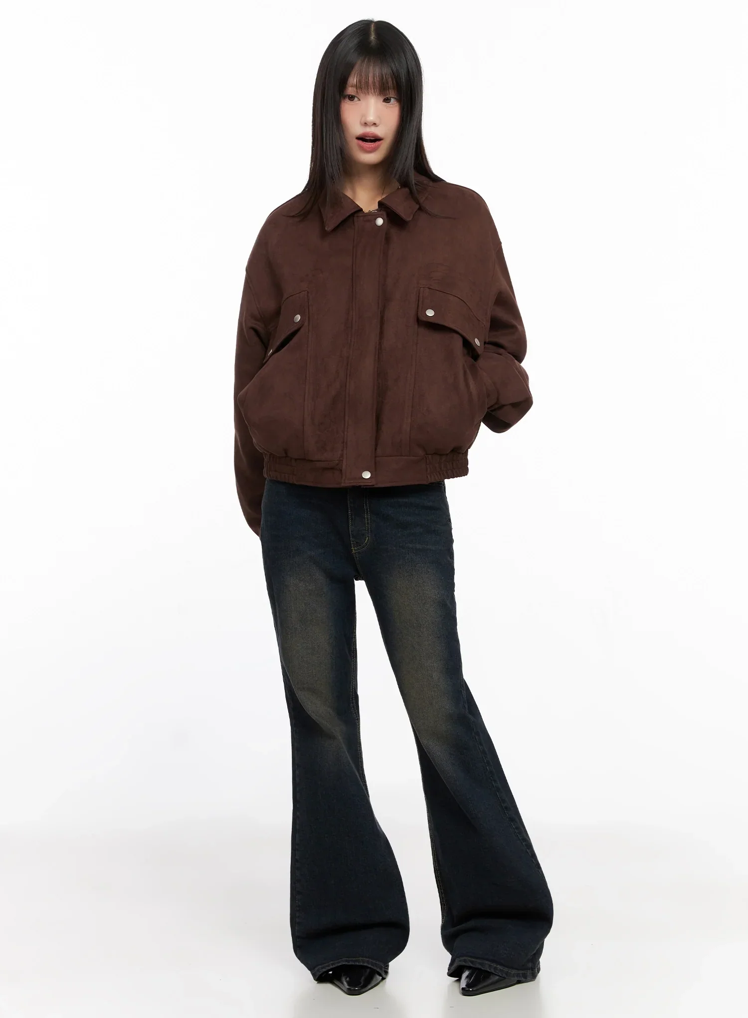 Suede Bomber Jacket IN503 - Image 9