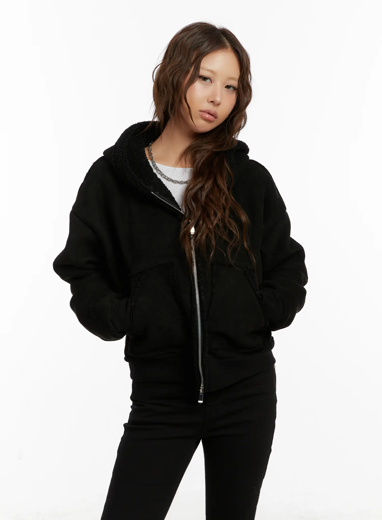 Suede Cropped Hooded Jacket CD512 - Image 6