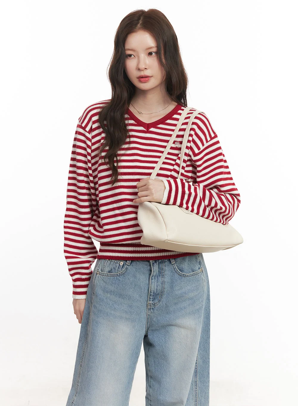 Sweet Apple Stripe V-Neck Sweater CA501 - Image 11