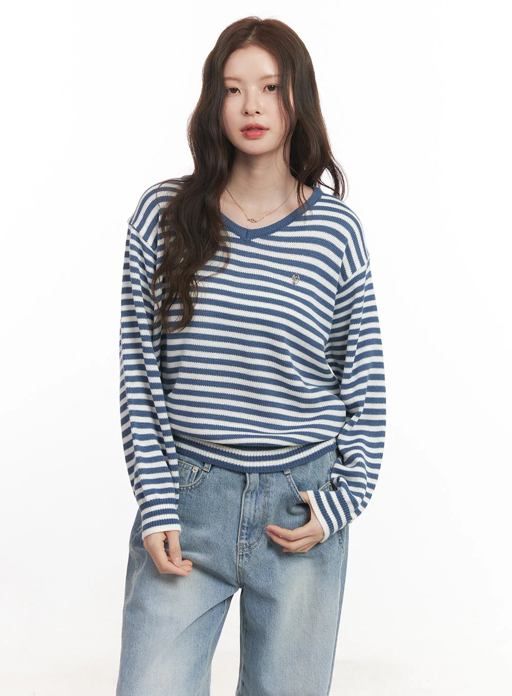Sweet Apple Stripe V-Neck Sweater CA501 - Image 13