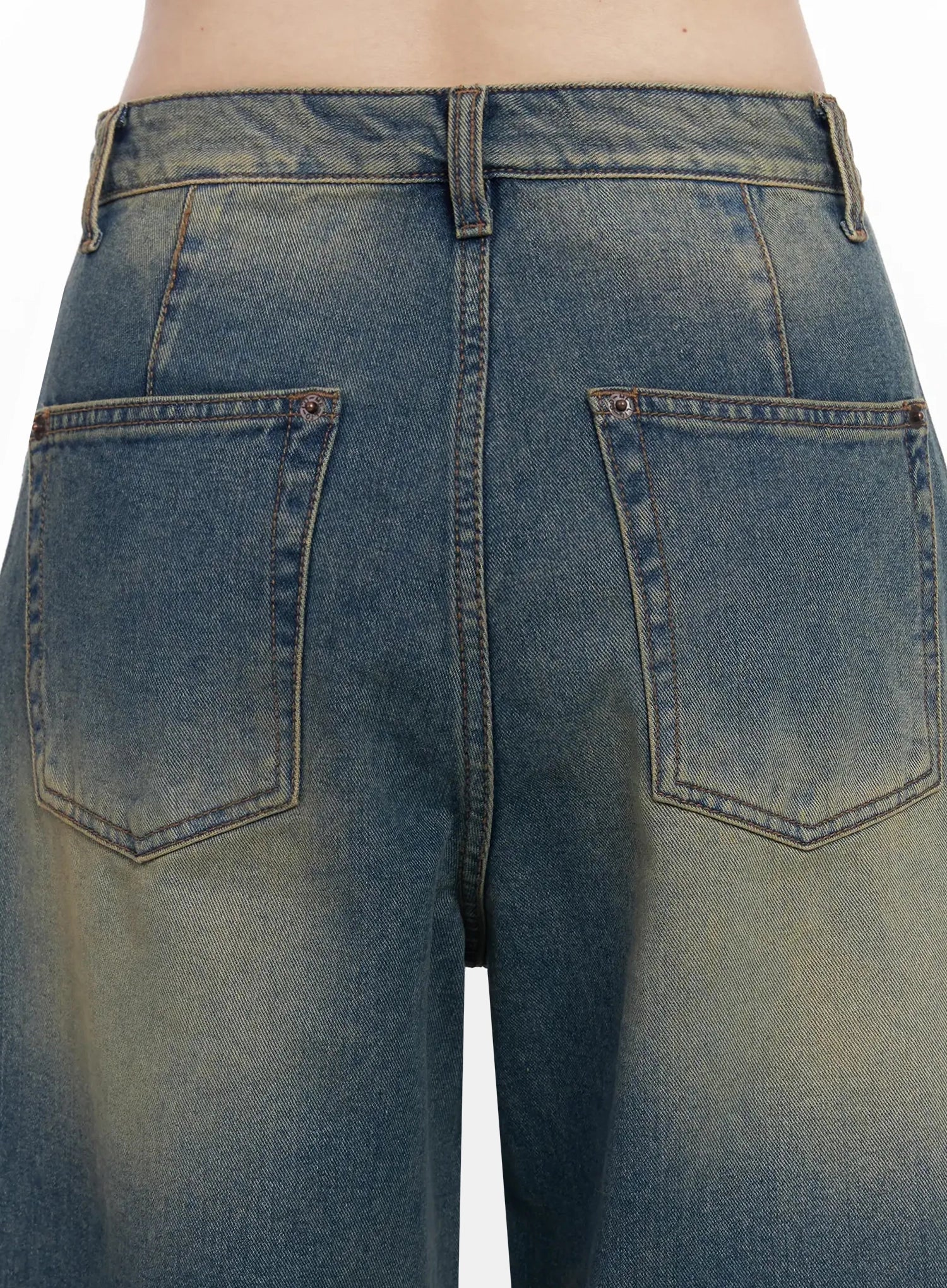 Tata Vintage Dark Blue Washed Wide Leg Jeans IJ528 - Image 12
