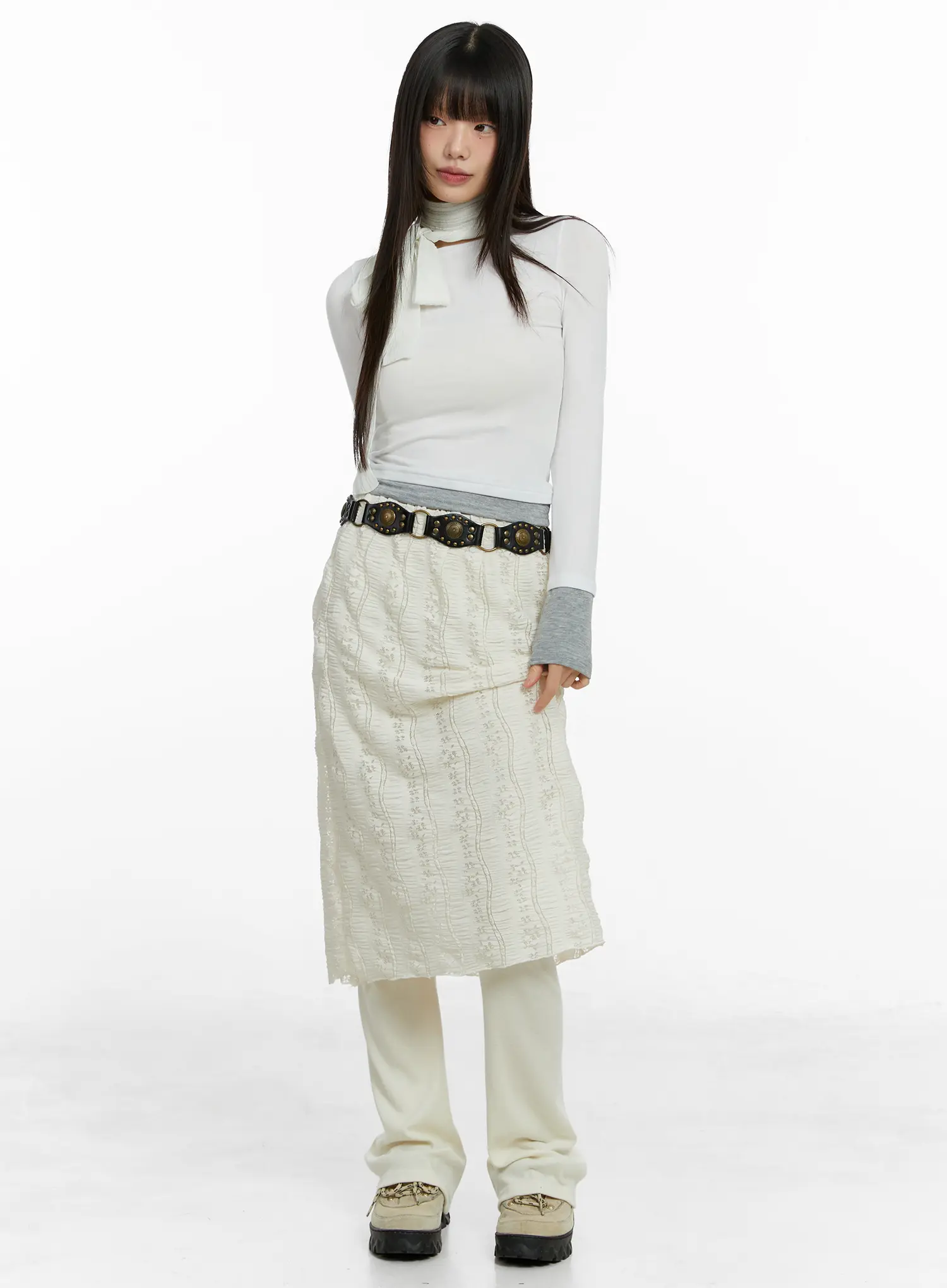 Textured Long Thin Scarf CF504 - Image 2