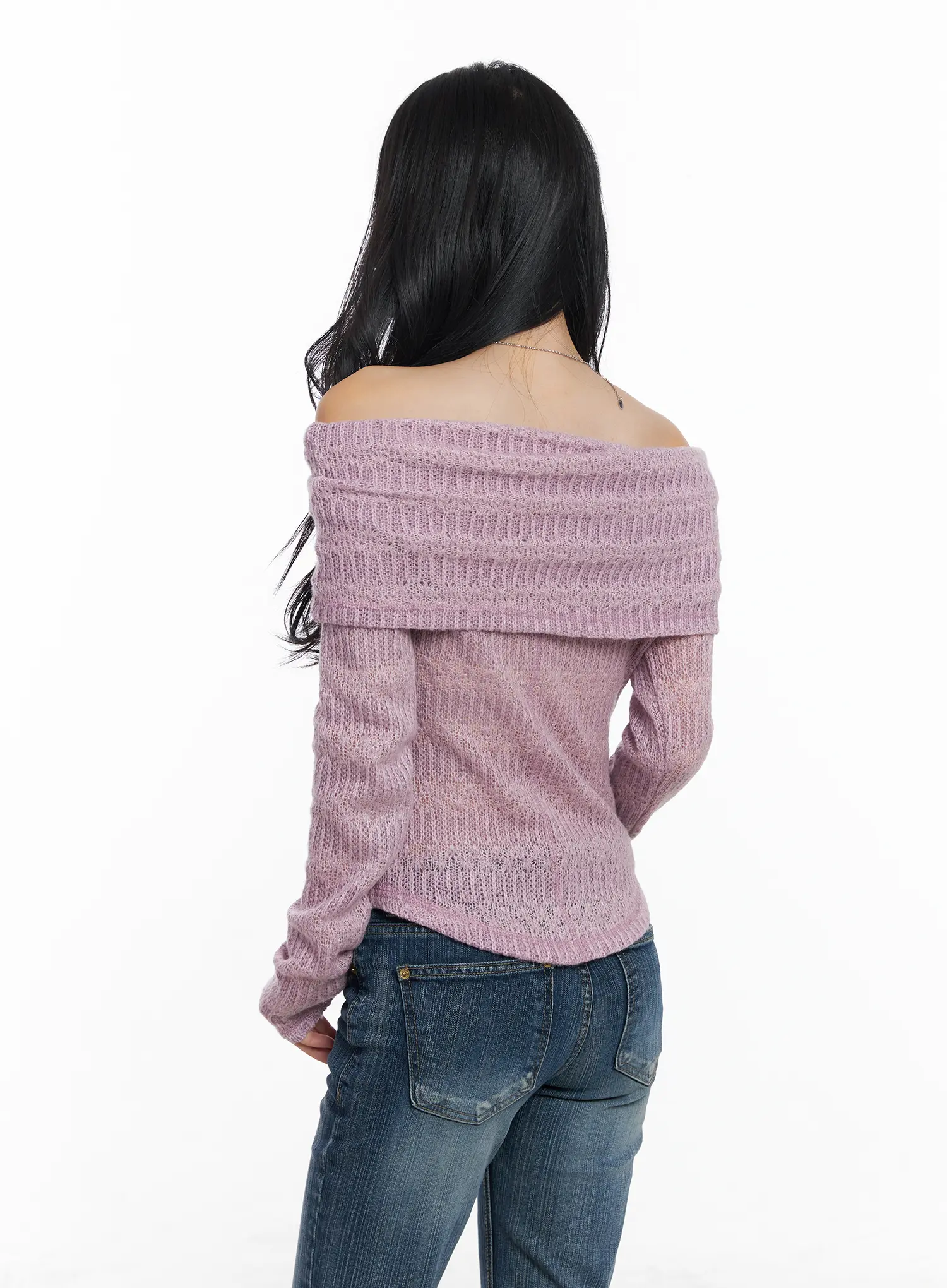 Textured Off-Shoulder Knit Top CJ514 - Image 7