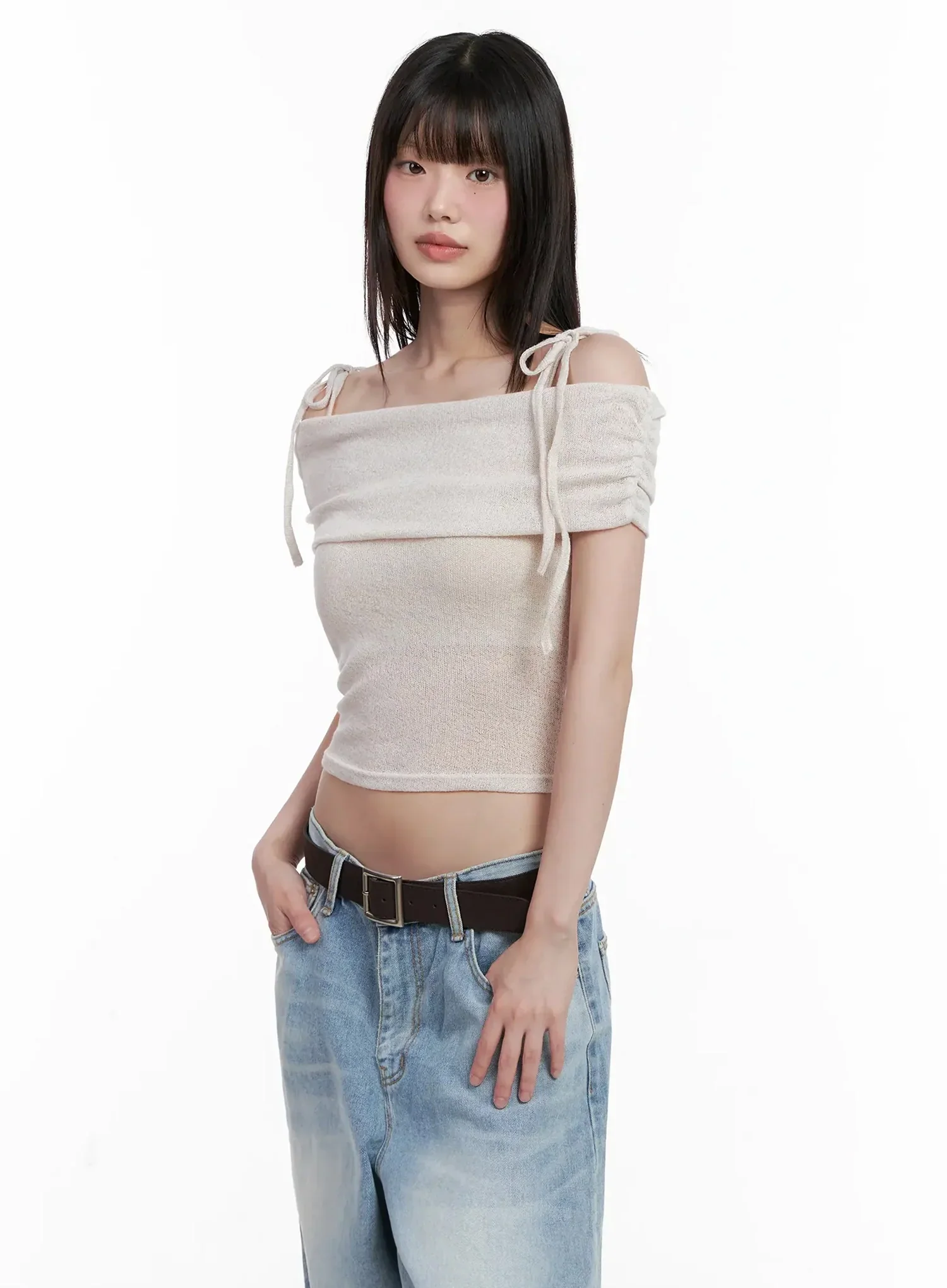 Textured Off-Shoulder Knit Top IL531 - Image 10