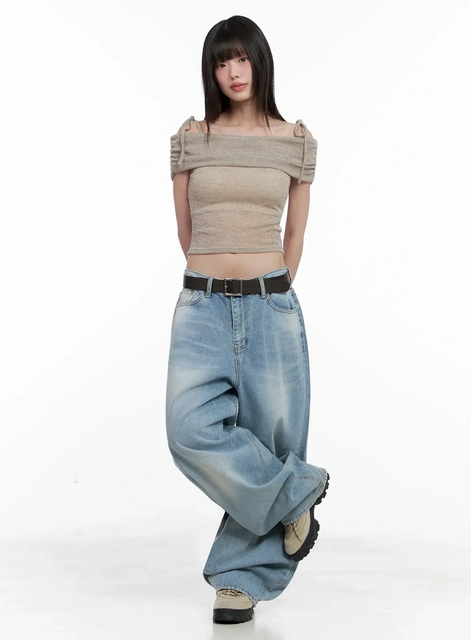 Textured Off-Shoulder Knit Top IL531 - Image 5