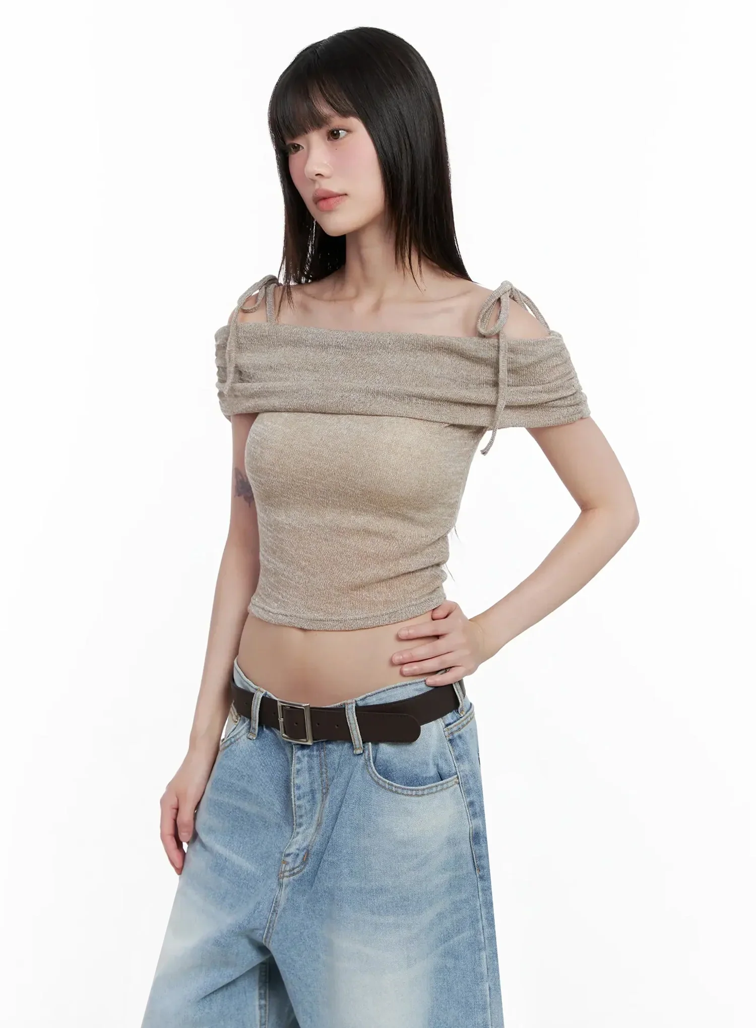 Textured Off-Shoulder Knit Top IL531 - Image 8