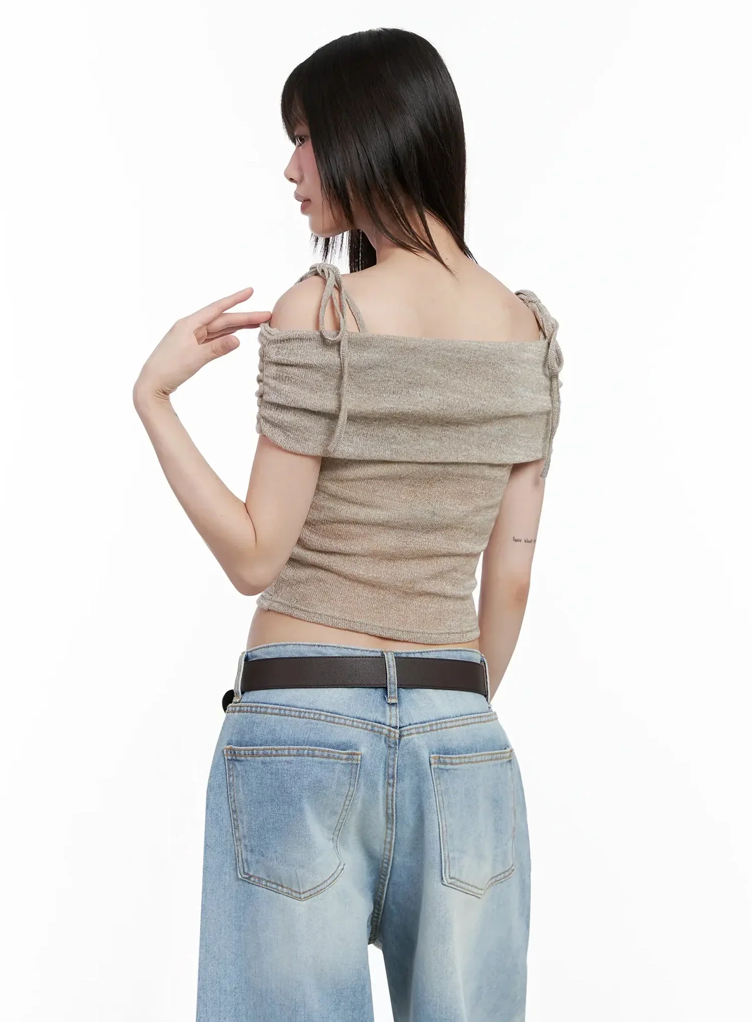 Textured Off-Shoulder Knit Top IL531 - Image 9